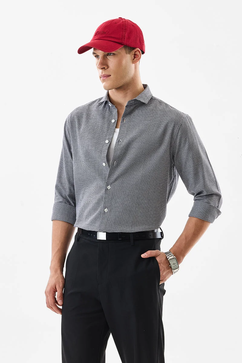 SNITCH Regular Fit Micro Check 100% Cotton Shirt