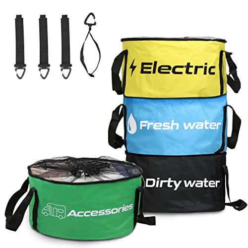 STSTECH RV Hose Storage Bag Waterproof Camper Accessories Container RV Equipment Organizer Utility Bags for Sewer Hoses,Electrical Cords,Fresh Black Water Hoses and Other Parts (Multicolor Set -4 Pack) - Image 1