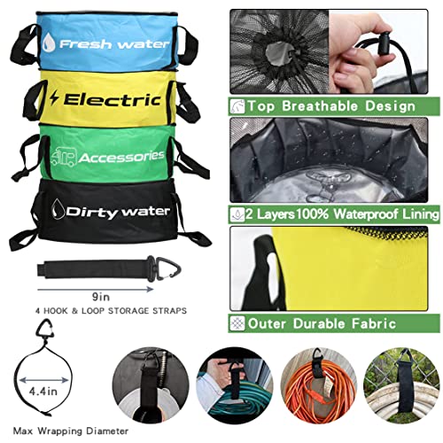 STSTECH RV Hose Storage Bag Waterproof Camper Accessories Container RV Equipment Organizer Utility Bags for Sewer Hoses,Electrical Cords,Fresh Black Water Hoses and Other Parts (Multicolor Set -4 Pack) - Image 5