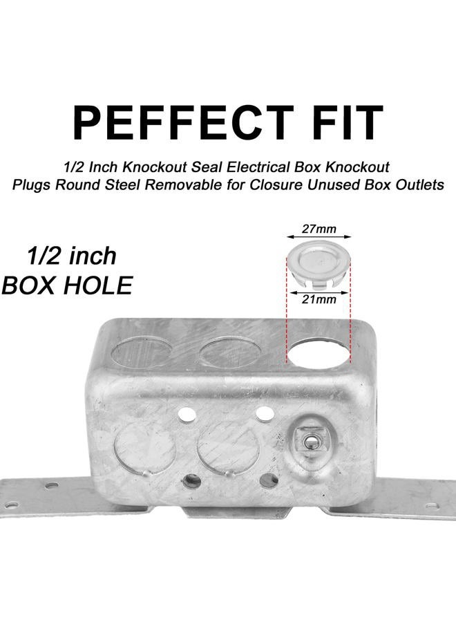 Yaocom 12 Pcs Knockout Seal Electrical Box Knockout Plugs Round Steel Removable Seal Various Sizes for Closure Unused Box Outlets (1/2 Inch) - Image 2