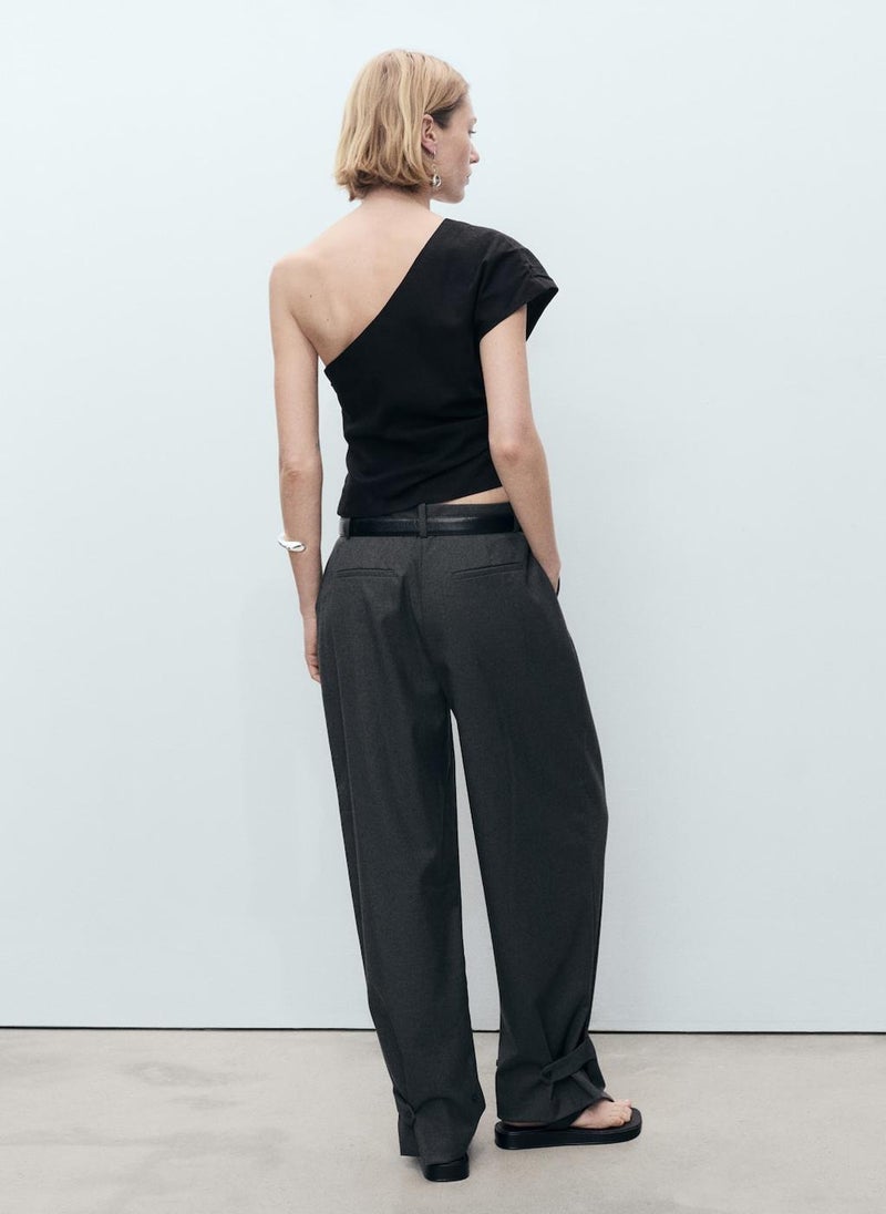 MANGO - Casual Asymmetrical Linen Top - Image 1