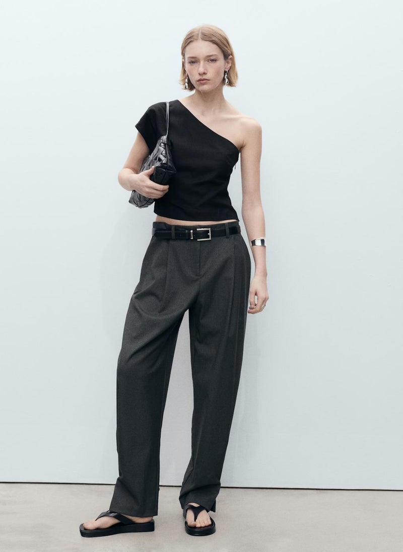 MANGO - Casual Asymmetrical Linen Top - Image 1