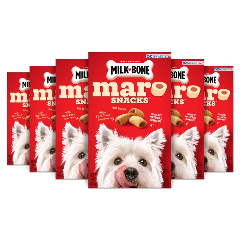 Milk-Bone MaroSnacks Dog Treats, Beef, 15 Ounce (Pack of 6) with Real Bone Marrow and Calcium - Image 1