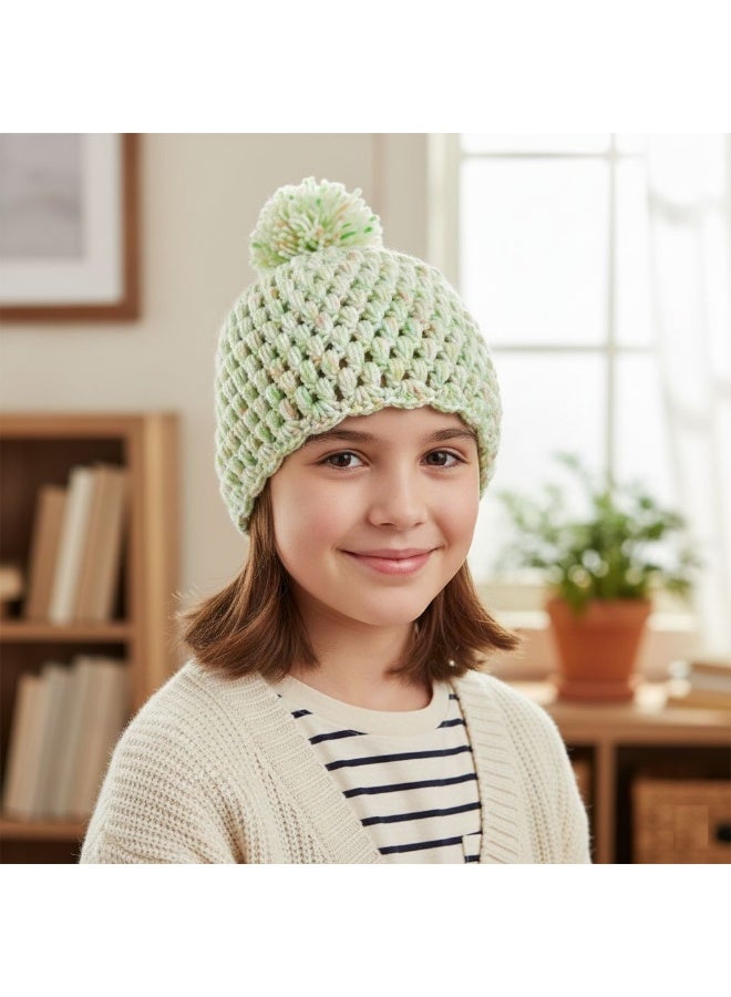 Cute Winter Hat for Big Kids, Warm Knitted Wool, One Size Fits Girls and Boys - Image 1