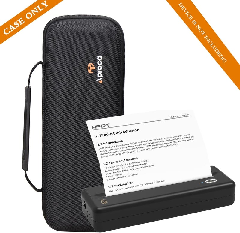 Aproca حافظة تخزين صلبة واقية سوداء من أبركا لطابعات HPRT MT810 المحمولة والإكسسوارات - Image 5