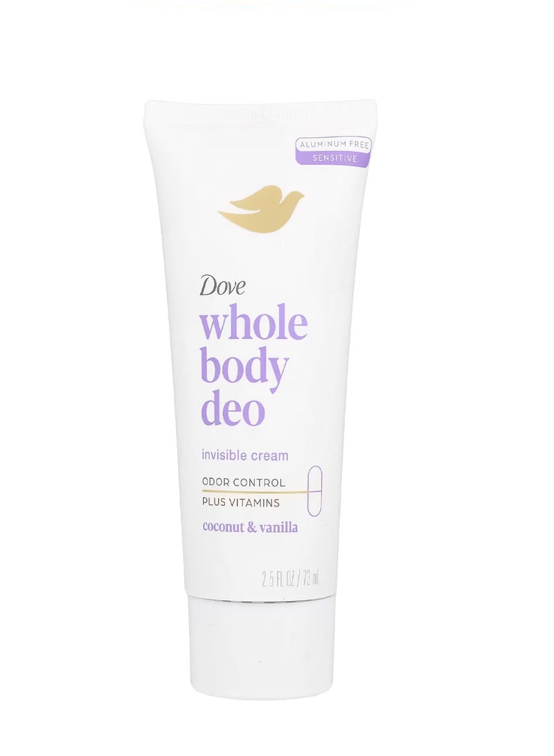 Dove دوف مزيل عرق للجسم بالكامل جوز الهند والفانيليا 73 مل