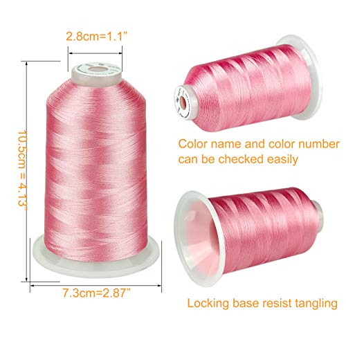 Simthread - 33 Selections - Various Assorted Color Packs of Polyester Embroidery Machine Thread Huge Spool 5500Y for All Purpose Sewing Embroidery Machines - 3 Differ Pink - Image 5