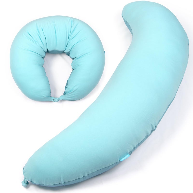 BYRIVER 39" Mint Green Blue C Shaped Body Pillow for Side Sleeping Adults Men Women, Anxiety Relief Hug Pillow, Small Pregnancy Pillow Legs Knees Support, Gifts for New Moms (L) - Image 1
