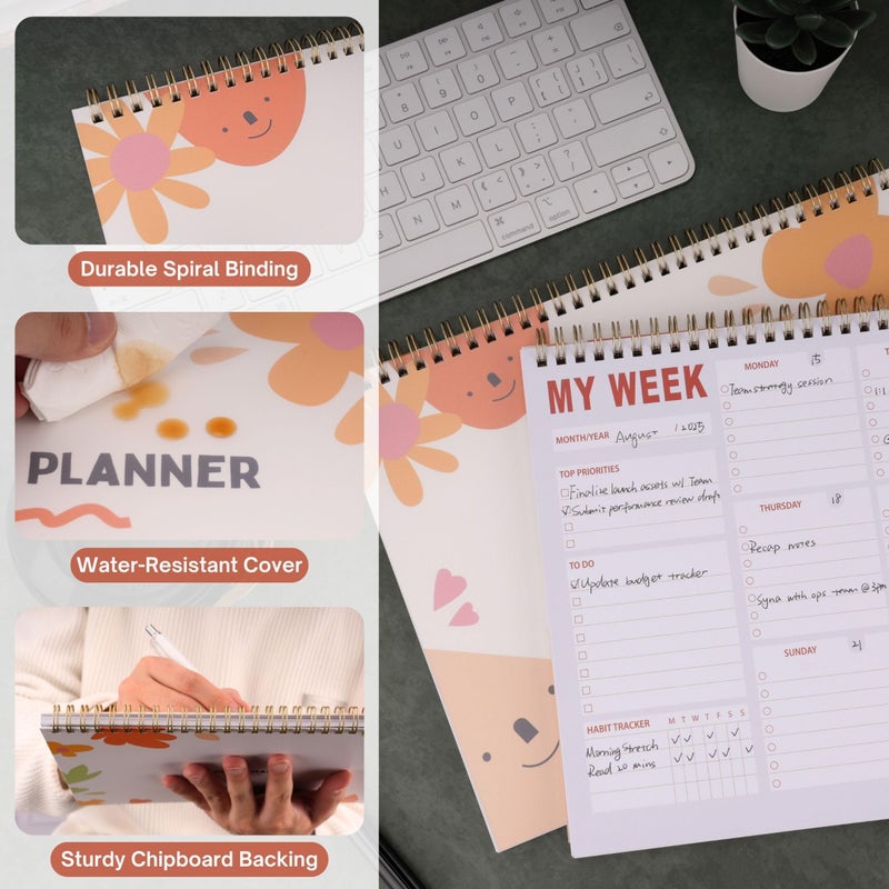 Pinkify It Weekly Planner Notepad 8.5x11 Inches â€“ 52 Weeks Undated Dashboard Desk Pad for To-Do List, Schedule & Notes â€“ Productivity Planner for Work, School, Home & Busy Professionals (Colorful Smiles) - Image 5