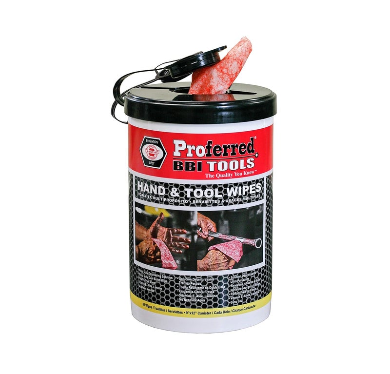 Proferred - T99001 Hand and Tool Wipes, Heavy Duty Tool Cleaning Wipes, Hand Cleaning Wipes, Degreasing, Waterless Hand Cleaner, Dual Surface, Work Surface Wipes,82 Count (Pack of 1) - Image 1
