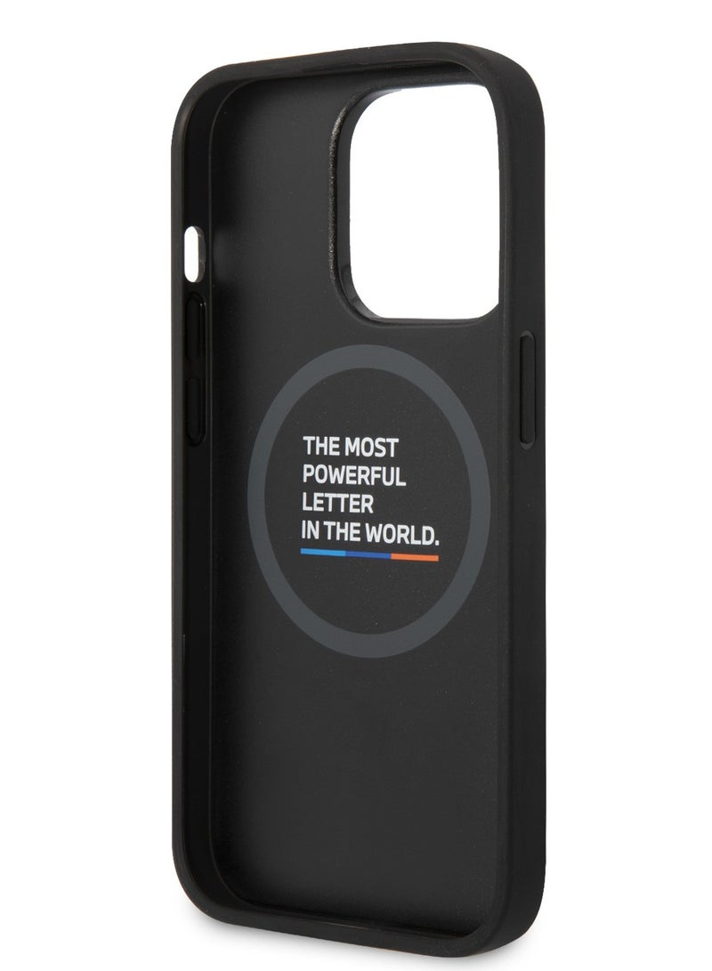 بي إم دبليو حافظة PU مبطنة متوافقة مع مجموعة M Magsafe مع شريط ثلاثي الألوان مختوم بشكل ساخن متوافق مع ايفون 14 برو - Image 3