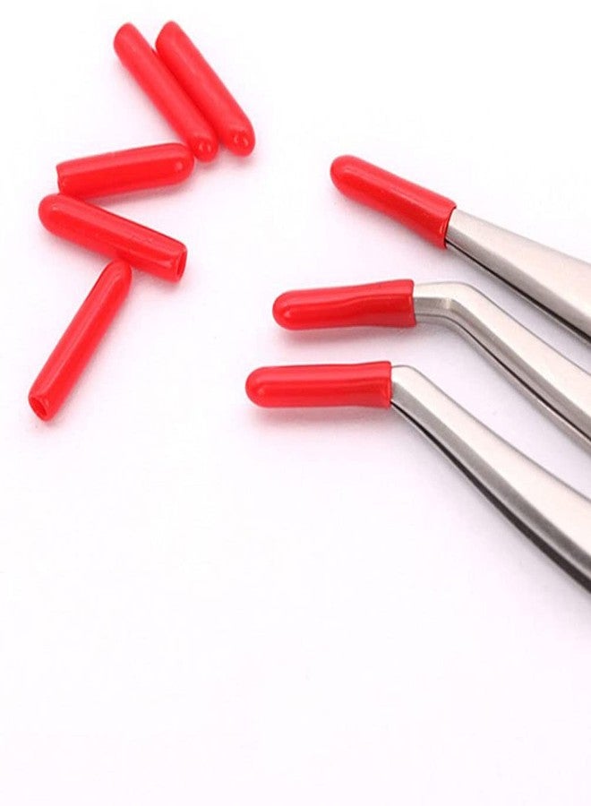 Lurrose 100pcs Tweezer Point Protectors Cap Tip Stopper Covers Makeup Beauty Supplies Red - Image 2