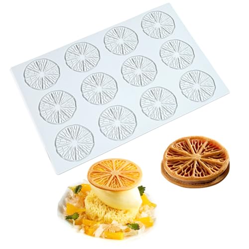TOPBSFARNY Hollow 3D Leaf Tuille Lace Silicone Cake Moulds, Molds Silicone Baking Fondant Tuile Molds, Polymer Clay Mold for Baking, Clay, Resin, Sugar Craft, Dessert Cake Decoration (1pcs Lemon Slices Mold) - Image 1