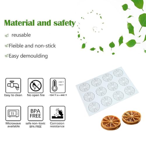 TOPBSFARNY Hollow 3D Leaf Tuille Lace Silicone Cake Moulds, Molds Silicone Baking Fondant Tuile Molds, Polymer Clay Mold for Baking, Clay, Resin, Sugar Craft, Dessert Cake Decoration (1pcs Lemon Slices Mold) - Image 5