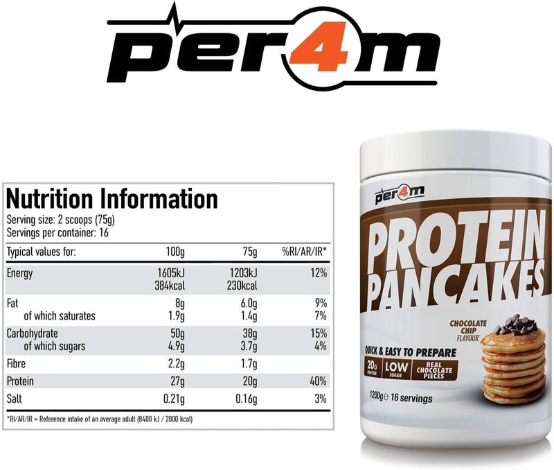 Per4m Protein Pancakes Chocolate Chip (1.2kg) - Image 2