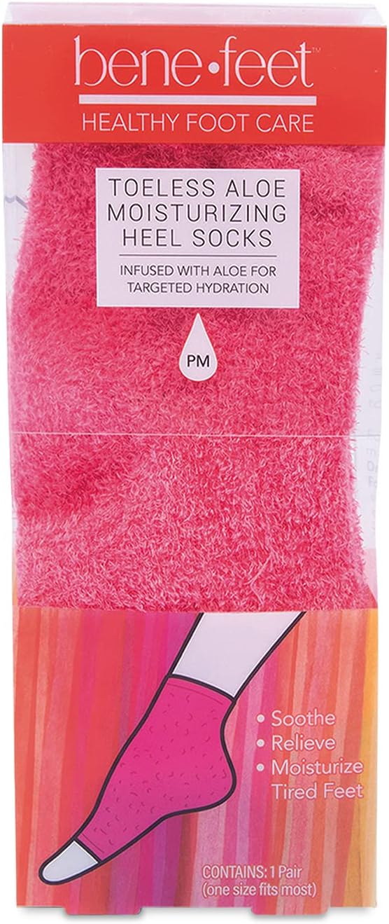 Benefeet Toeless Aloe Moisturizing Heel Socks Effective Overnight Foot Rejuvenation Targeted Hydration to Soften Dry Skin Infused wCoconut Oil Aloe Jojoba Seed Oil 1 Pair 1 Pack