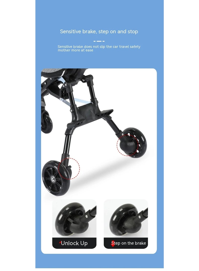 عربة أطفال قابلة للطي محمولة - قابلة للتعديل في اتجاهين، عربة أطفال عالية الارتفاع، خفيفة الوزن وقابلة للطي للأطفال حديثي الولادة والأطفال الصغار - Image 5