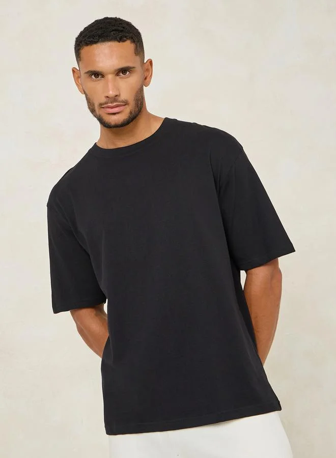 ستايلي Styli Back Graphic Print Knit Oversized T-Shirt