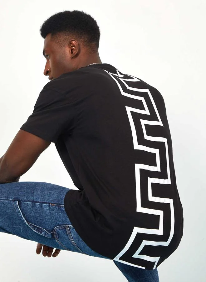 ستايلي Styli Back Graphic Print Knit Oversized T-Shirt