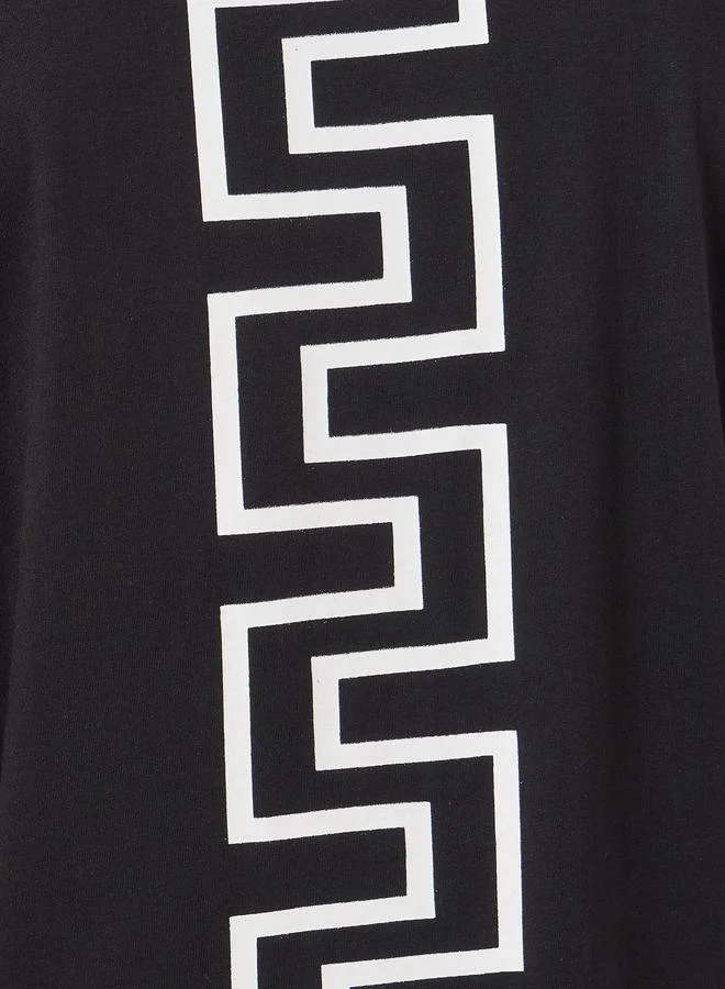 ستايلي Styli Back Graphic Print Knit Oversized T-Shirt