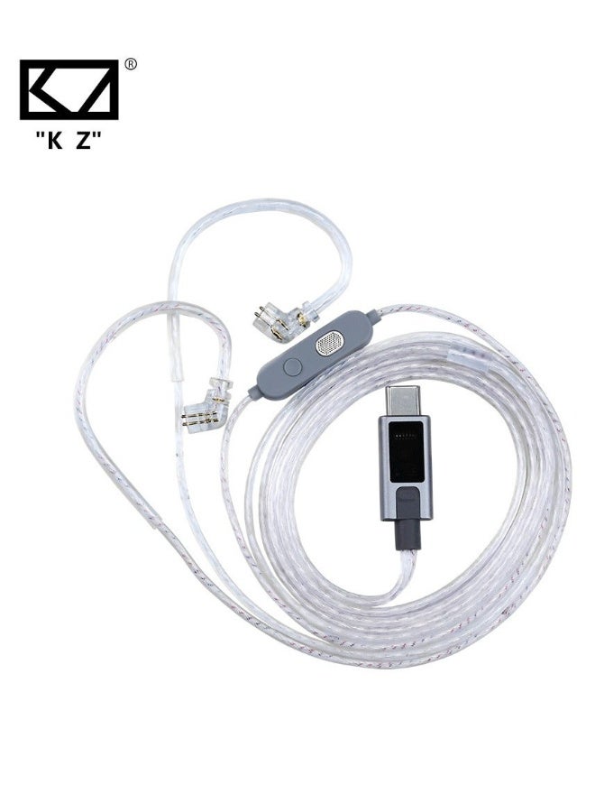 KZ M2 Type-C 0.78mm Silver-Plated Earphone Upgrade Cable, featuring Dual Microphones, High-Performance DAC Chip, Hi-Fi Audio Decoding, and Adjustable Sound Modes. Premium 0.78mm Type-C IEM Cable compatible with KZ ZS10 Pro 2 and other 0.78mm pin earphones - Image 1