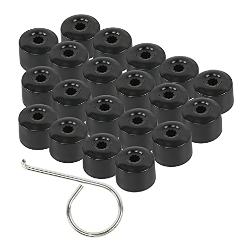 FiveEyes 17MM Wheel Lug Nut Covers Bolt Caps Compatible with VW Passat Jetta Golf Beetle 1K0 601 173 with Dismantle Tool Black 20PCS - Image 1