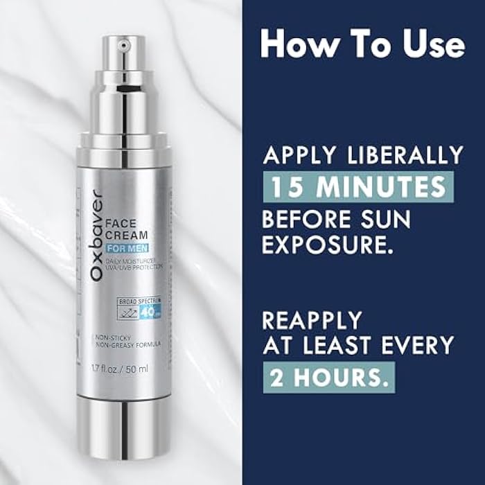 Oxbraver 6-in-1 Face Cream Sunscreen for Men : Invisible Sunscreen Mens Face Moisturizer with SPF 40 for Sun Protection, Non-Greasy & Lightweight Formula for Sensitive Skin - Image 5