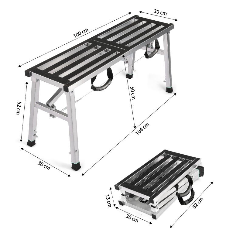 GMGSPT Folding Work Platform 400 Lbs, Height Adjustment 19-27"(H), Portable Steel Step Ladder Stool, Perfect for RV Cleaning, Home Painting and Reaching High Places - Image 5