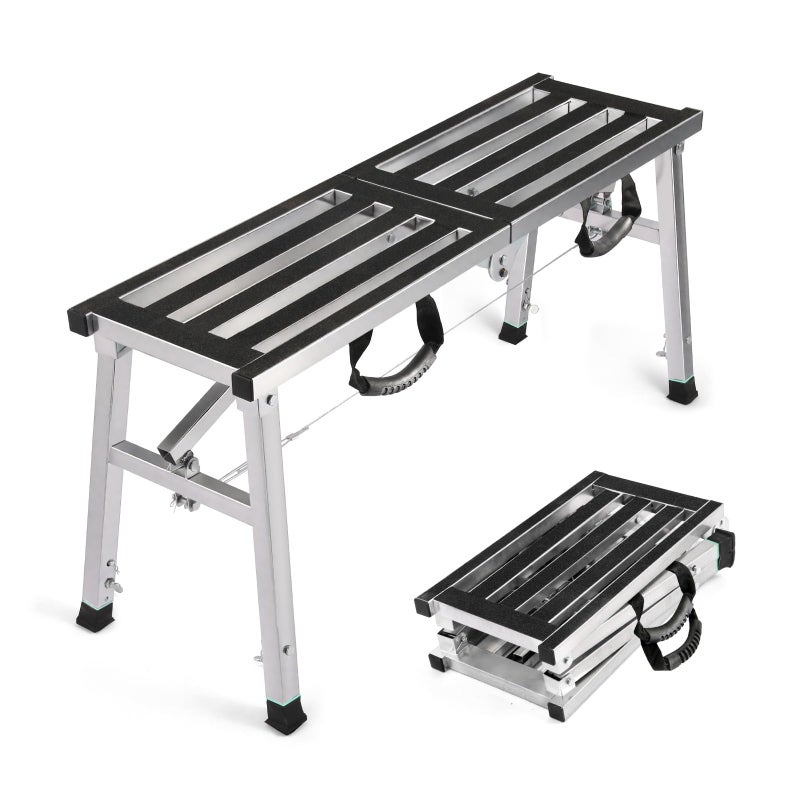 GMGSPT Folding Work Platform 400 Lbs, Height Adjustment 19-27"(H), Portable Steel Step Ladder Stool, Perfect for RV Cleaning, Home Painting and Reaching High Places - Image 1