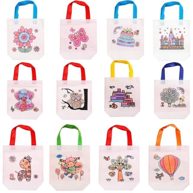 AMANVANI Coloring Goodie Bags Animal Party Favor Bags Color Your Own Art Goodie Bags Kids Party Bags, Gift Bag, Return Guft Bag (18pcs) - Image 1