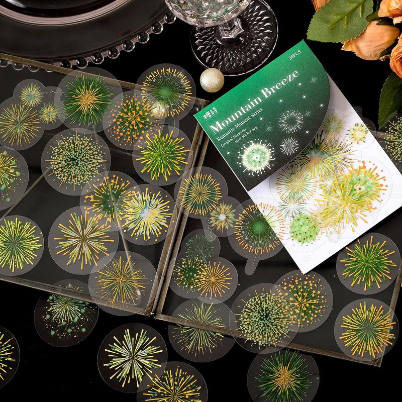 Yoksas 180Pcs Gold Foil Fantasy Fireworks Stickers Set - Aesthetic Clear Firecrackers Scrapbook Stickers for Journaling, Resin Art, Card Making, Envelope,Party Supplies Decoration - Image 5