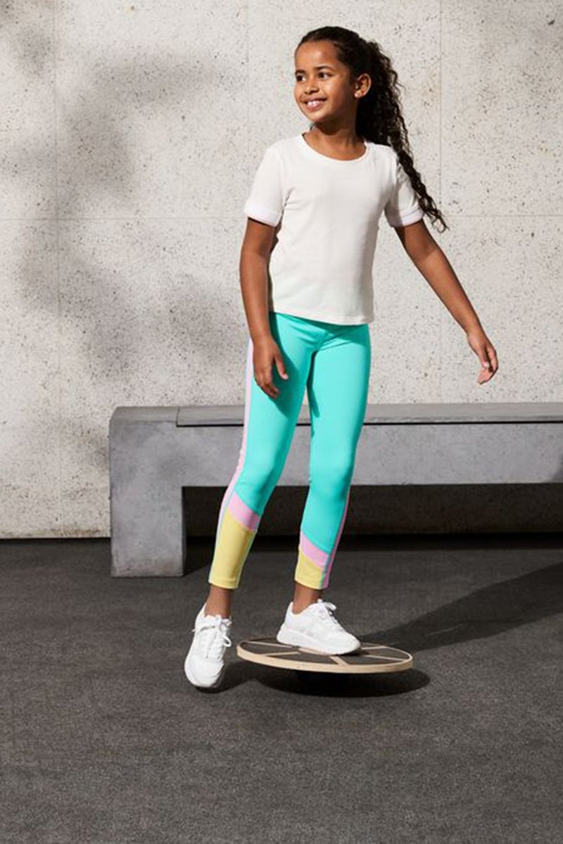 Tchibo Kids Girl High Waist Sports Tights, Mint Green Combo - Image 1