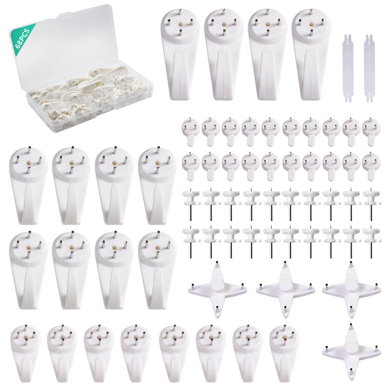 HI LOHAS Picture Hanging Kitï¼Œ No Damage Wall Hangers for Frameï¼Œ68pcs Invisible Nails for Concreteï¼Œ Hardwall and Cement Wall (Mix) - Image 1