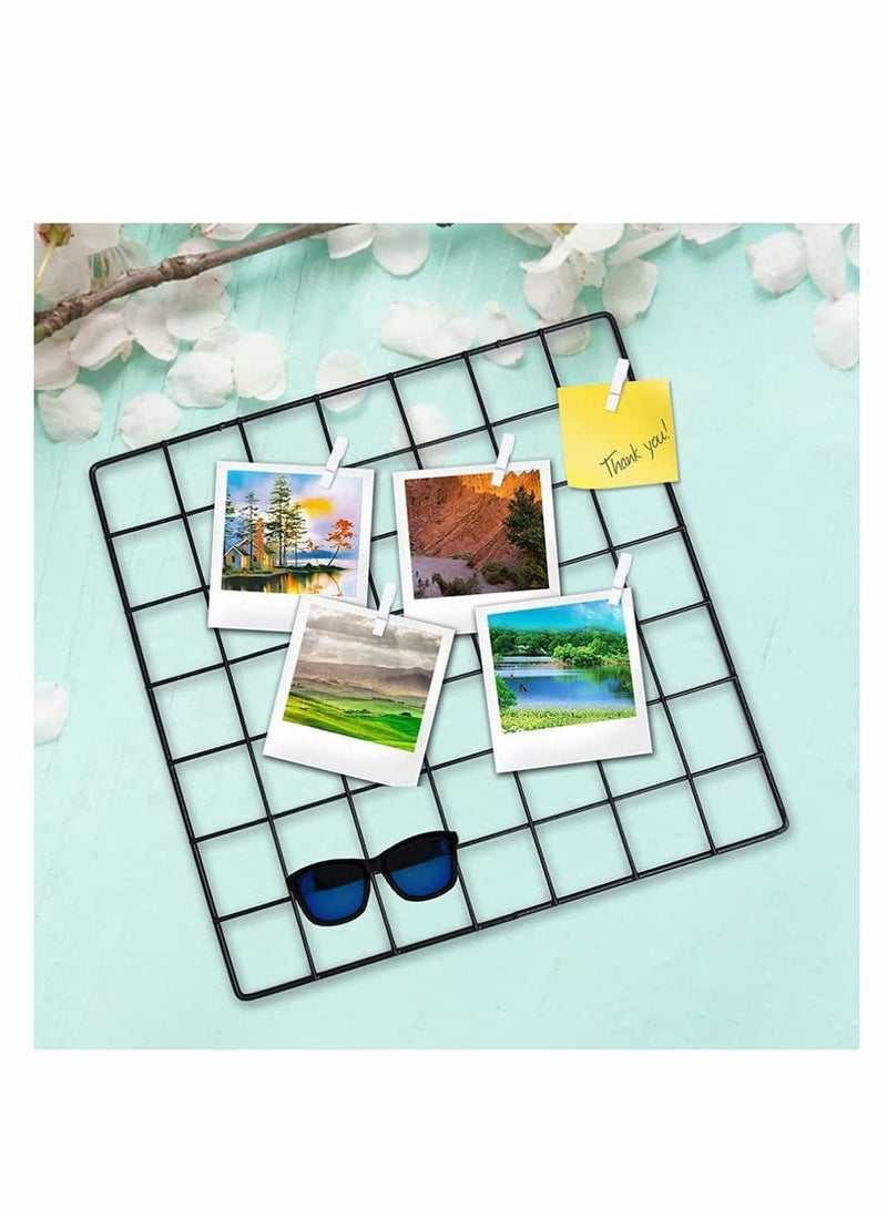 NIBEMINENT 2Pcs Wall Grid Photo Display Panel, Picture Memo Note Mount Holder, Ins Art PhotoWall, Wire Frame Organizer  - Image 3