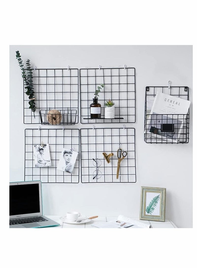 NIBEMINENT 2Pcs Wall Grid Photo Display Panel, Picture Memo Note Mount Holder, Ins Art PhotoWall, Wire Frame Organizer  - Image 5