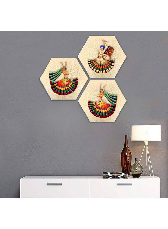 Masstone Dancing Lady Wall Painting | Painting for Bedroom Set of 3 (21.5x21.5 Inch) | Wall Painting for Living Room, Bedroom | Hexagonal Wall Painting for Kitchen | Framed Modern Art Painting - Image 5