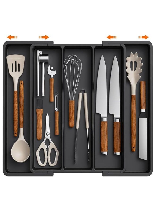 general Cutlery Tray Drawer Expandable Kitchen Utensil Holder Adjustable Cutlery Holder Kitchen Utensil Divider Plastic Divider Large - Image 1