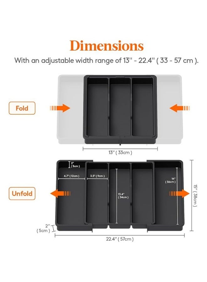 general Cutlery Tray Drawer Expandable Kitchen Utensil Holder Adjustable Cutlery Holder Kitchen Utensil Divider Plastic Divider Large - Image 3
