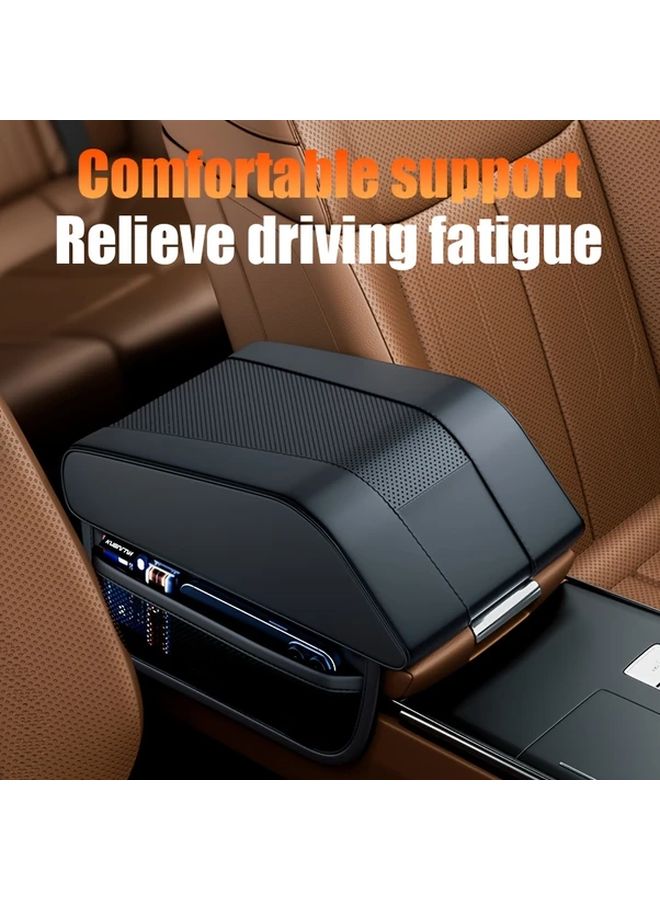 Black Memory Foam Elevated Car Armrest Cushion Adjustable Height Comfort - Image 1