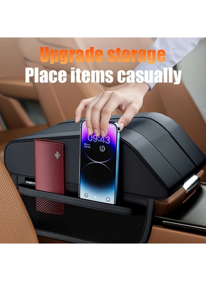 Black Memory Foam Elevated Car Armrest Cushion Adjustable Height Comfort - Image 4