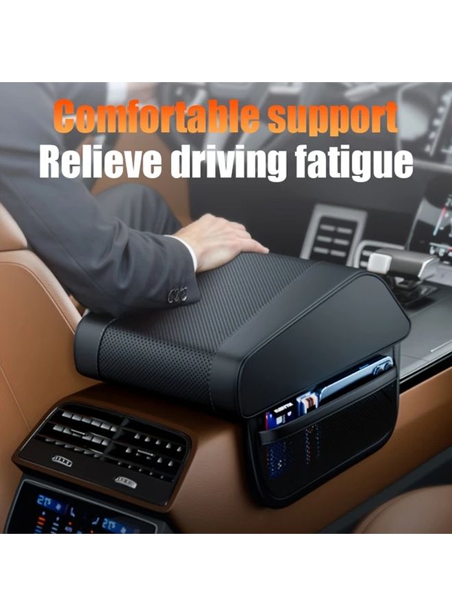 Black Memory Foam Elevated Car Armrest Cushion Adjustable Height Comfort - Image 3
