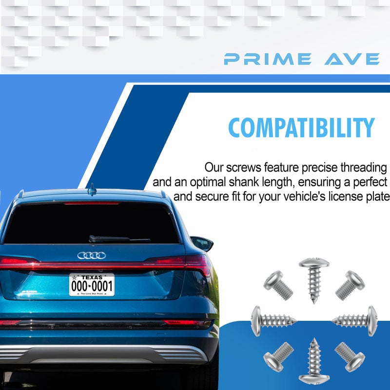 Prime Ave Stainless Steel License Plate Screw Set for Front/Rear Plates, Frames & Covers Compatible with Audi A3 A4 A5 A6 A7 A8 S3 S4 S5 S6 S7 S8 RS3 RS4 RS5 RS6 RS7 Q3 Q4 Q5 Q7 Q8 SQ5 SQ7 SQ8 e-Tron - Image 3