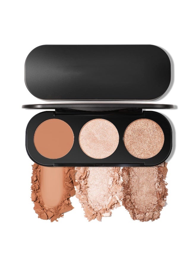 3-in-1 Blush and Highlighter Palette, Cruelty-Free Matte Blush and Shimmering Highlighters for a Radiant Glow, Perfect Makeup Powder for All Skin Tones. - Image 1