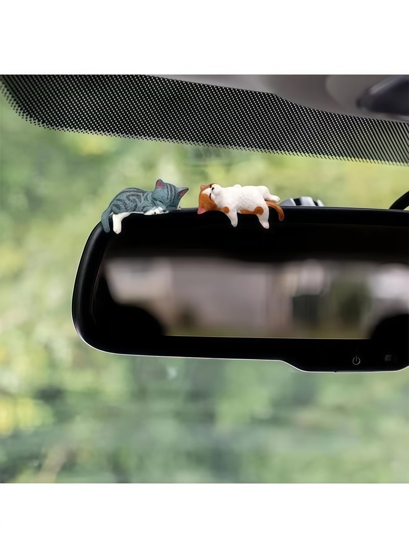 Cat Car Interior Accessories Dashboard Decorations, Set of 5 Cute Car Dash Decor Rearview Mirror Ornament - Image 5