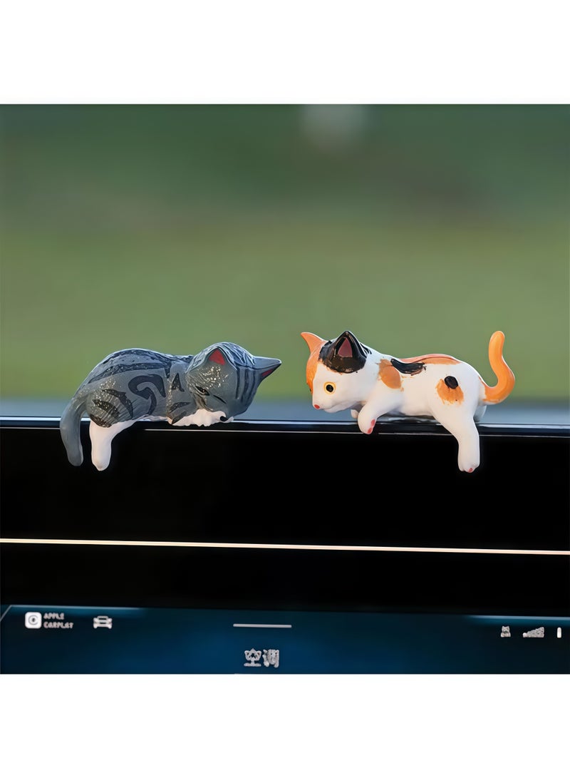 Cat Car Interior Accessories Dashboard Decorations, Set of 5 Cute Car Dash Decor Rearview Mirror Ornament - Image 2