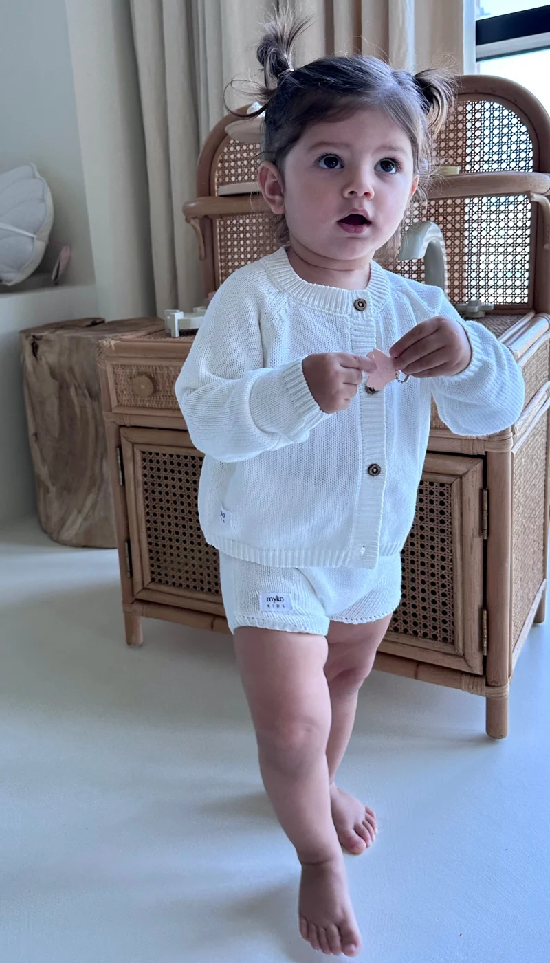 myko kids Tricot Cardigan and Shorts Set