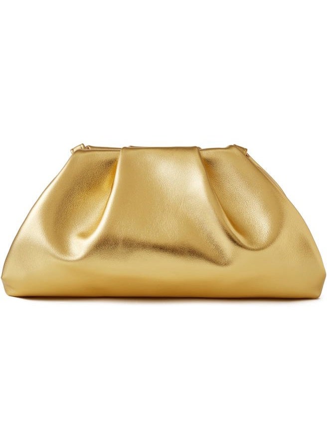 Munansli Women's Clutch Purse,Detachable Chain Shoulder Bag, Dumpling Crossbody Bag, Cloud Evening Clutch., Light Gold, 26cm x 5cm x 13cm (10.2" x 2" x 5") - Image 1
