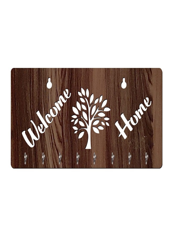 Freny Exim Welcome Home Wooden Key Holder with Face Mask Hanging with 8 Hook - Brown 027 - Image 4