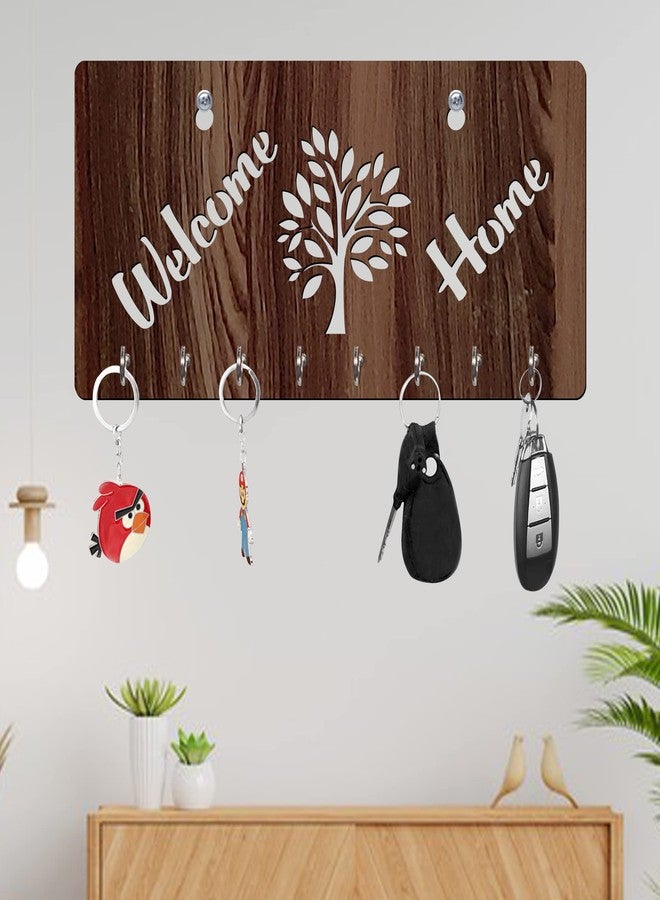 Freny Exim Welcome Home Wooden Key Holder with Face Mask Hanging with 8 Hook - Brown 027 - Image 2