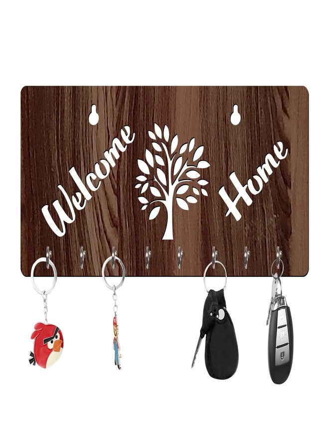 Freny Exim Welcome Home Wooden Key Holder with Face Mask Hanging with 8 Hook - Brown 027 - Image 1